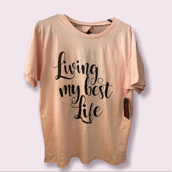 Summer “Living my best life” Short Sleeves Tshirt Large Brand New With Tag - Picture 1 of 6